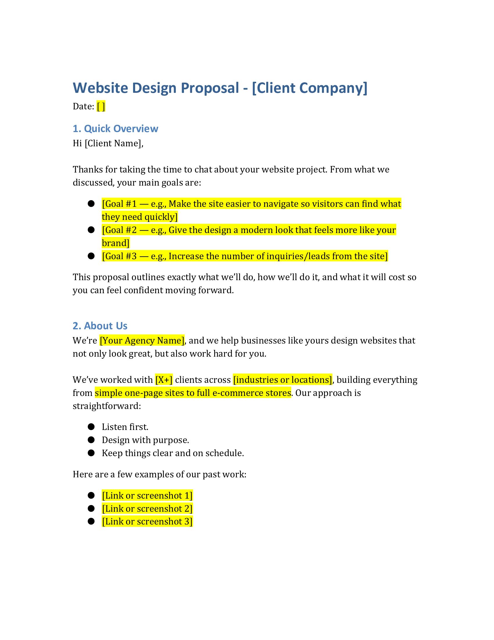 Template in Google Docs